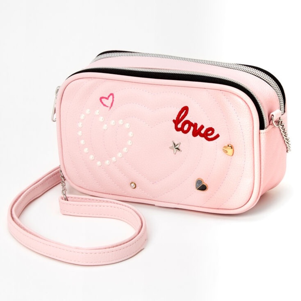 🌸💐 Claire's Pink Love Heart Crossbody Bag
